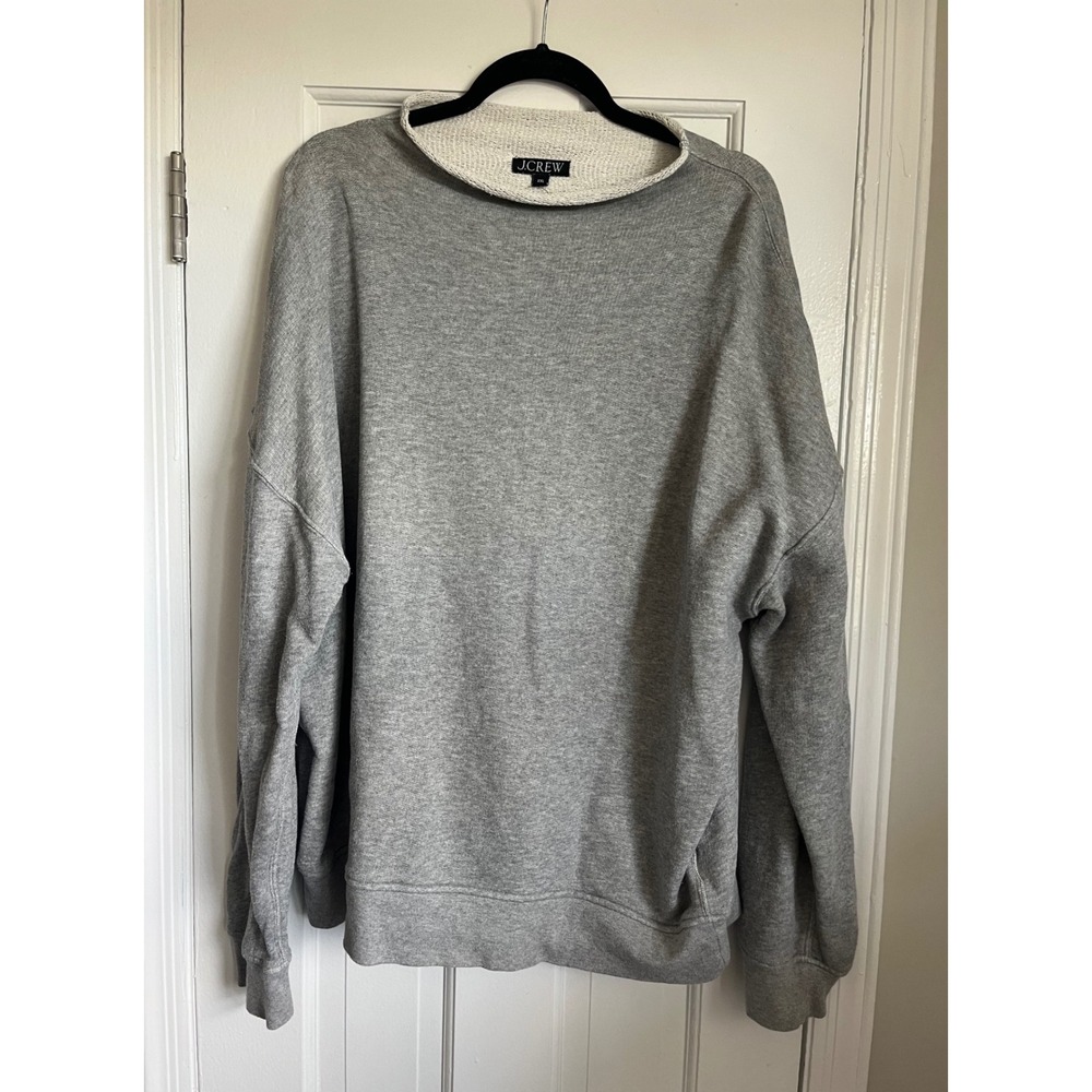 J.Crew Herritage 100% Cotton Womens XXL Gray French Terry Rolled Neck Sweatshirt